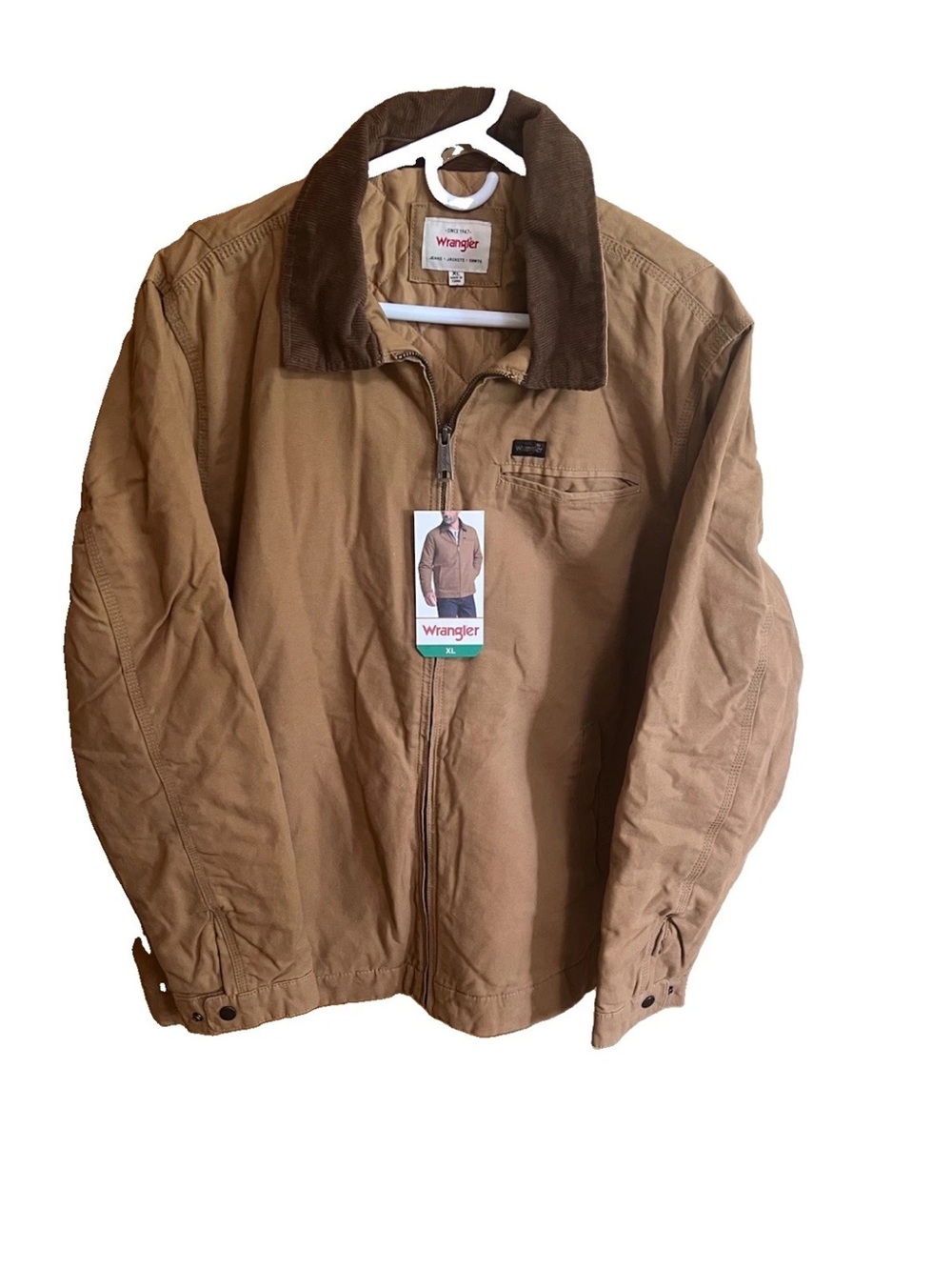 Wrangler Mens Canvas Work Jacket XL NWT Brown Quilted Lining Corduroy Collar